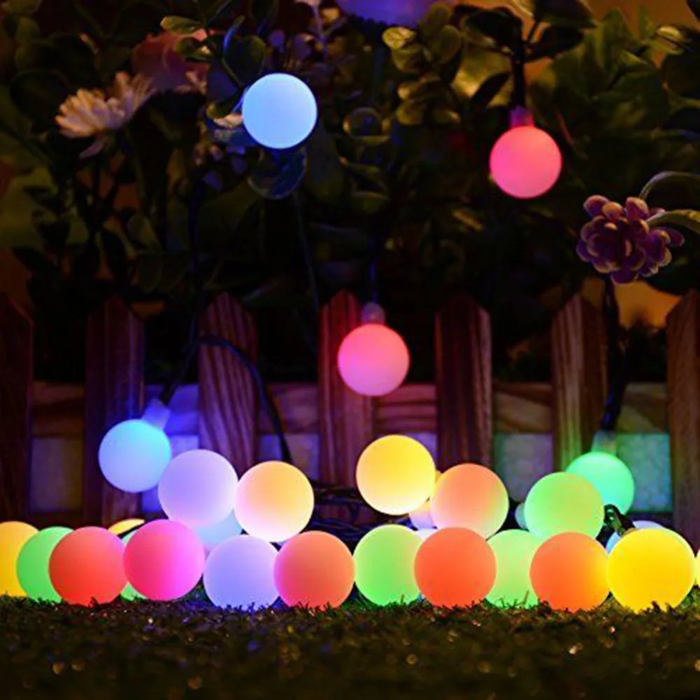 7 м 50 светодиодный s солнечный Мощность светодиодный мяч строка света Рождество освещение для дома Патио Сад вечерние праздничные