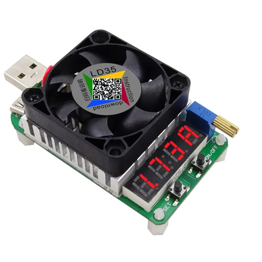 

LD25 LD35 Electronic Load Resistor USB Interface Discharge Battery Test LED Display Fan Adjustable Current Voltage 25w 35w