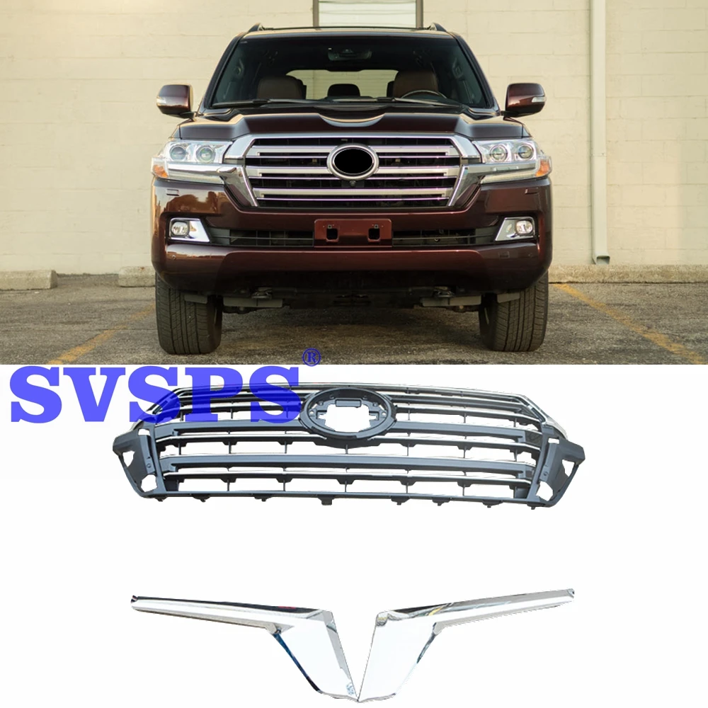 Автозапчасти OEM стиль ABS Хром Передняя средняя решетка гриля для Toyota Land Cruier LC200 автомобиль- год