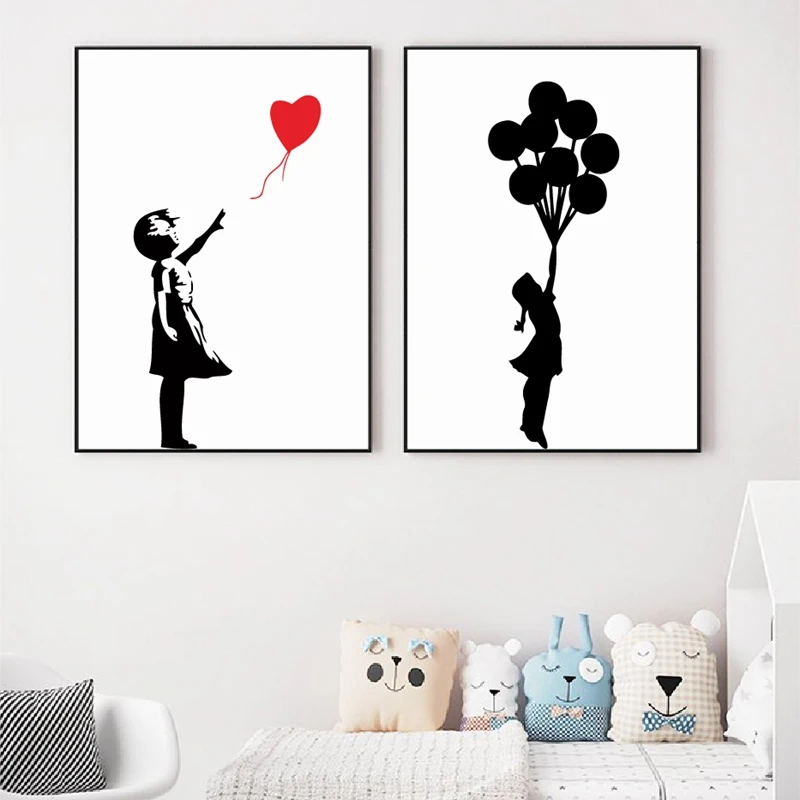 Девушка с воздушным шаром постер Бэнкси настенные художественные принты на холсте Черно-белые настенные картины уличное искусство украшение дома