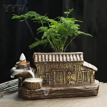 

Chinese Crafts Golden House Incense Burner Backflow Censer Aroma Burner Holder Decoration Use In Home Office Creative Small Vase