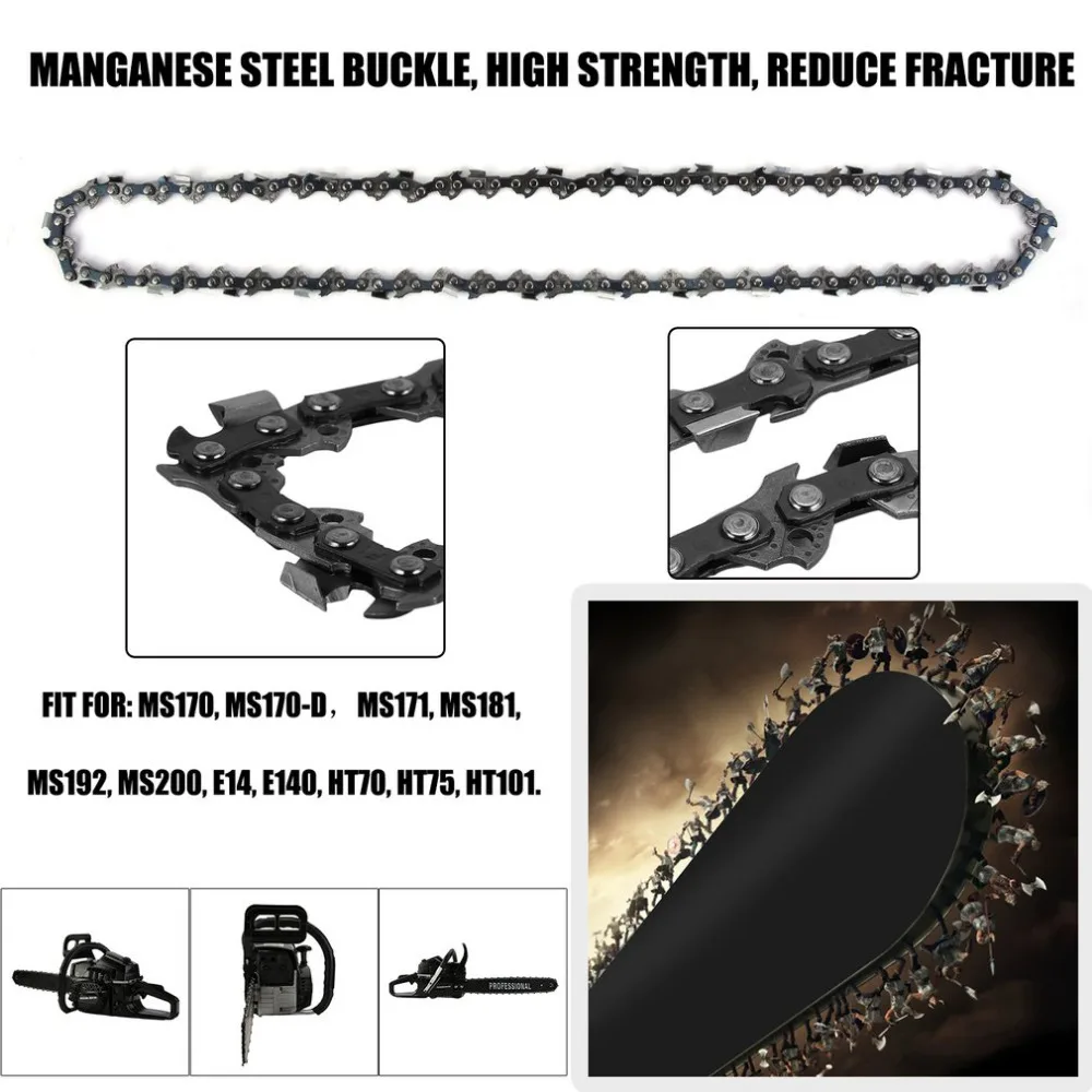 

Newest Manganese Steel 3/8 4pcs 1.3mm 35cm 50 Nodes Drive Link Chainsaw Saw Mill Chain Replacement Chain Durable Chainsaw Parts