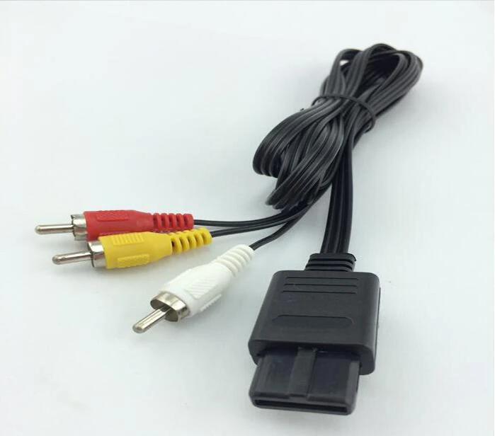 

3rca 1.8m 6FT AV TV RCA Video Cord Cable For Game cube/for SNES GameCube/for Nintendo for N64 64 Game Cable 5KG 92 pcs/lot