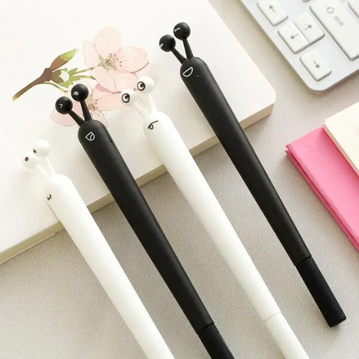 

4 pcs/lot Naughty White Black Snail Gel Pen Ink Marker Pen School Office Supply Escolar Papelaria