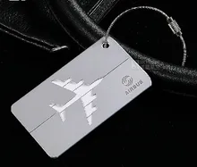 Airbus / Boeing Metal luggage tag Aluminum alloy silver air plane travel tags identity card lock special personality cool