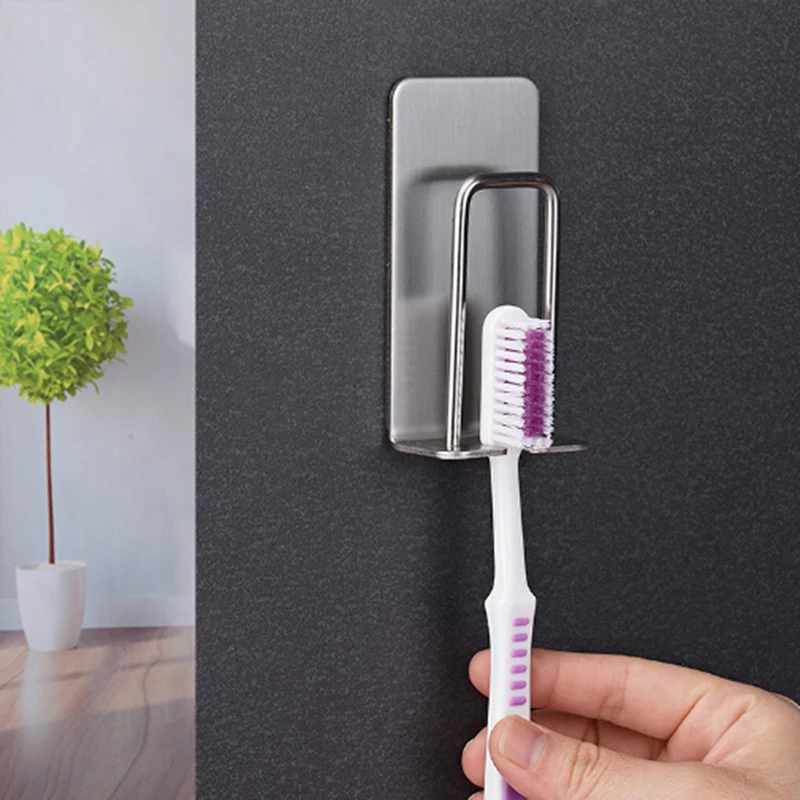 Stainless Steel Wall Mount Toothbrush Holder Self Adhesive Tooth Brush