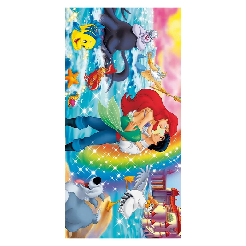

70*35cm Little Mermaid Print Beach Bath Towels Bathroom Hand Towel Kids Children Birthday Gift Custom Bamboo Fiber Wash Cloth