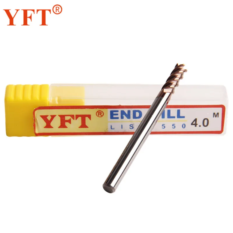 

YFT 1PC Carbide End Mill Diameter 4mm 4-blade Router Bit Set End Mills Tungsten Steel Milling Cutter HRC 55 CNC Tools