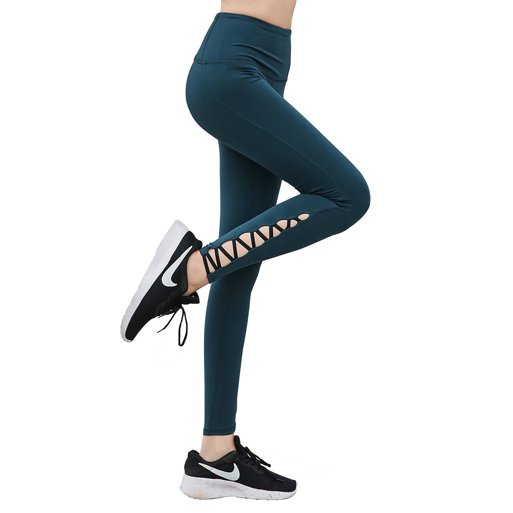 

Women Sports Leggings Pants Push Up Elastic Waist Hollow Slim Solid Polyamide Dry Fit Workout Yoga Running Gym Tights Trousers