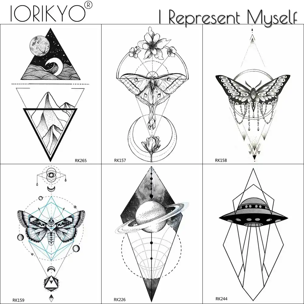 Iorikyo Geometric Triangle Planet Temporary Tattoo Women