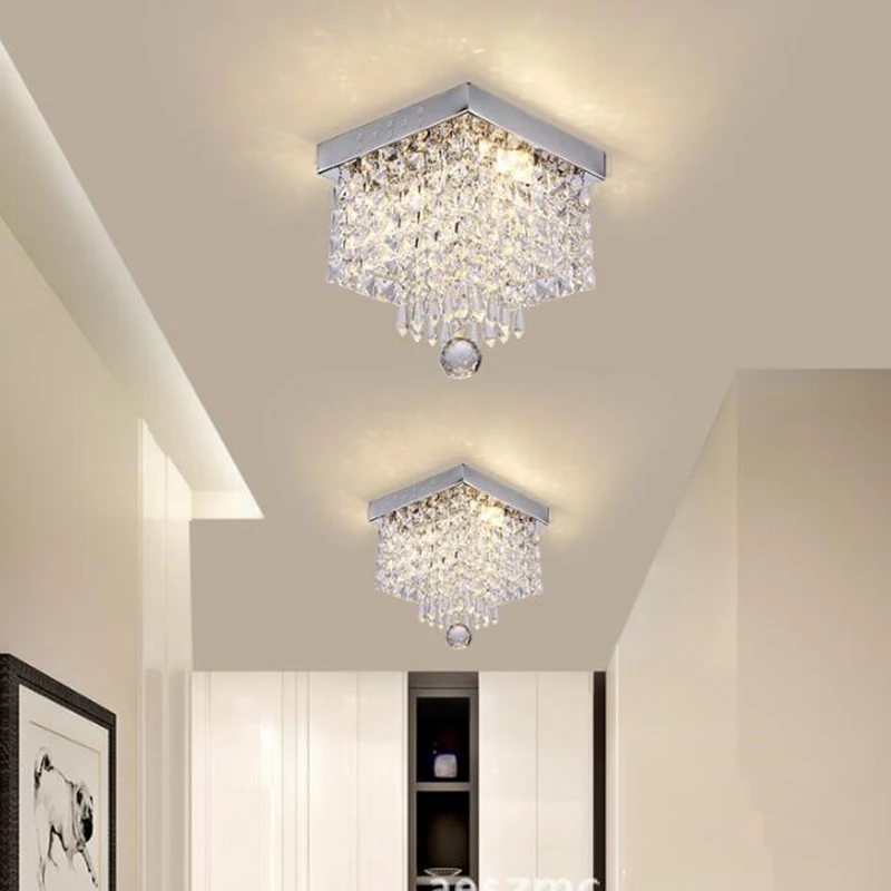 Manggic хрустальные светодиодные потолочные лампы, квадратный потолочный светильник для коридора, лестницы, коридора