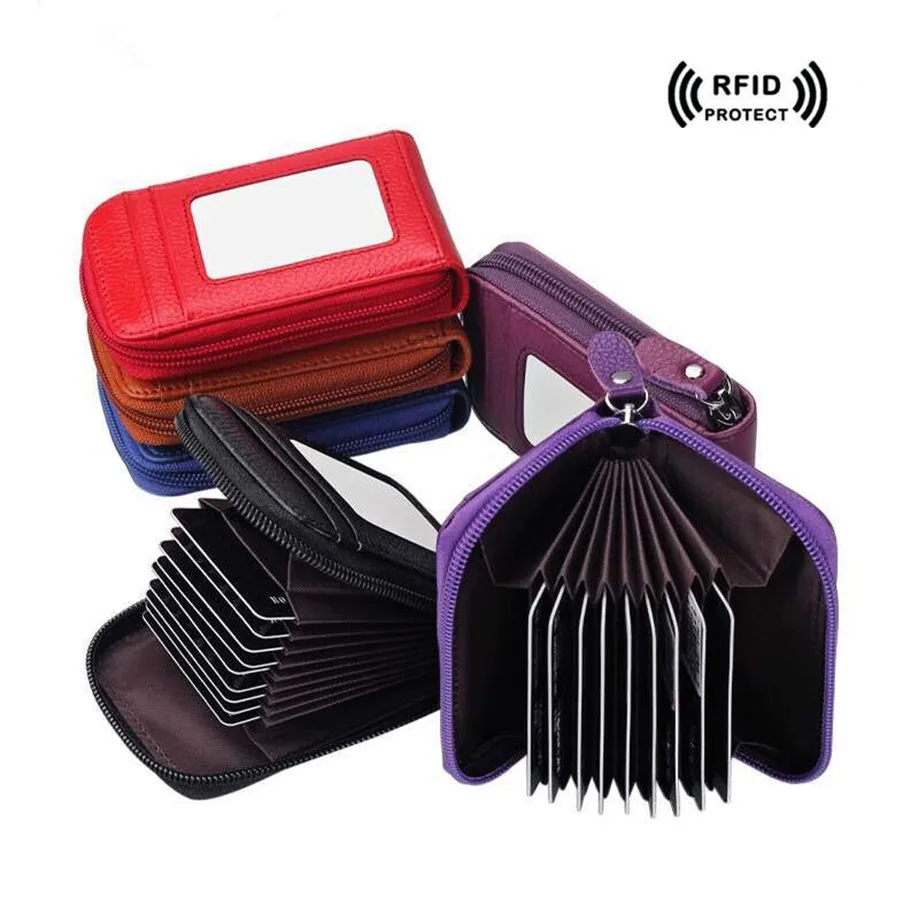 Rfid Blocking Genuine Leather Case to Protect Credit Cards Holder