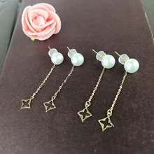 AINUOSHI 18 К желтого золота натуральный культивированный из пресноводного жемчуга грушевидный серьги Свадебные Bijoux длинные кисточки белая капля висячие серьги