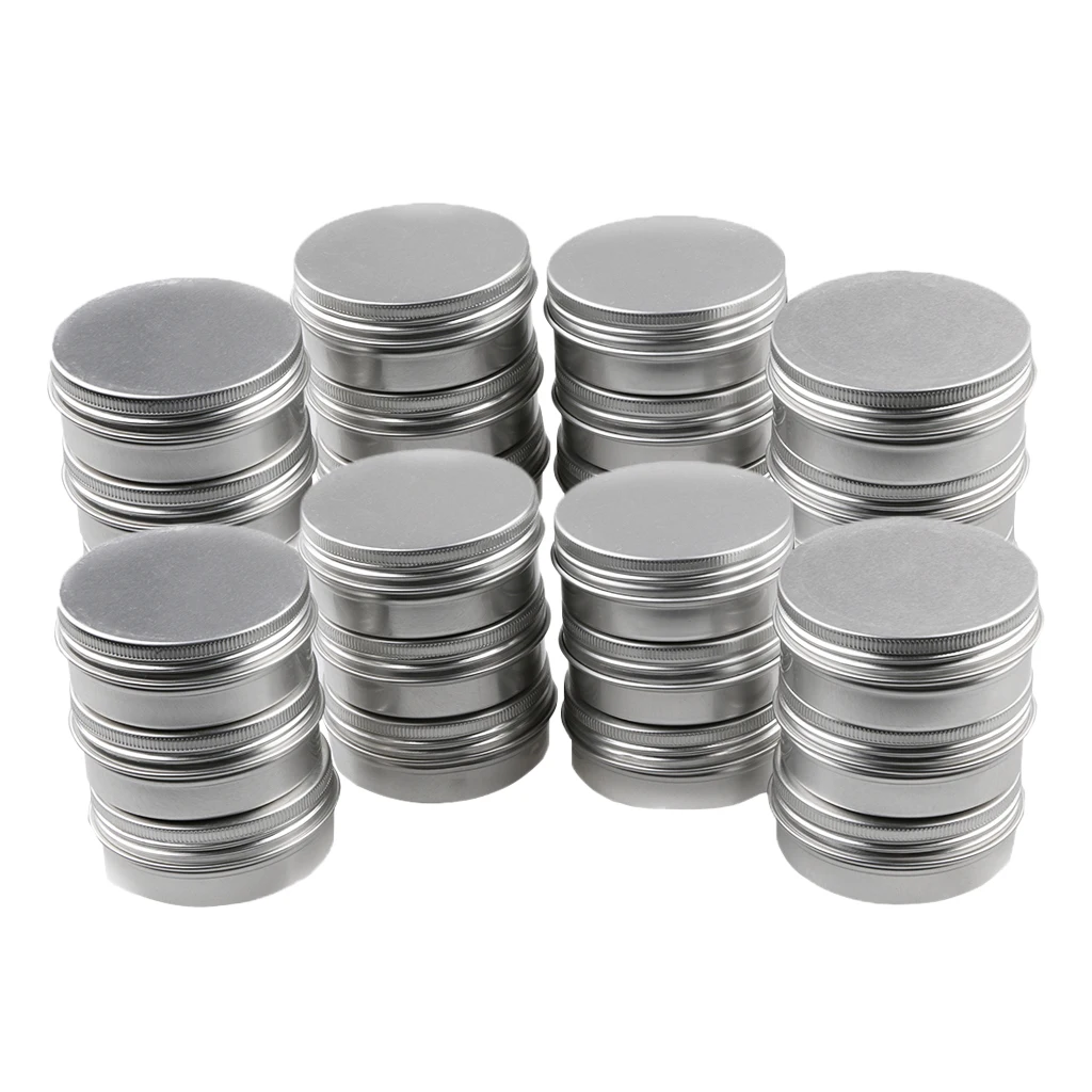 Lots 24 Aluminum Round Screw Lid Cosmetic Lip Balm Tins Container Case 10g