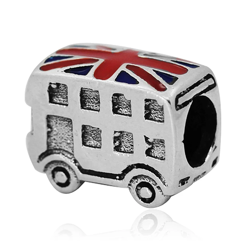 

European Charms Beads Silver Plated London Bus Big Hole Loose Bead Fit Pandora Bracelet & Bangle Jewelry Making Findings