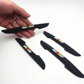 

4pcs RALLI ART logo Car Door Anti-collision Bumper Strip Guards Auto Door Side Protector Sticker Scratches For mitsubishi