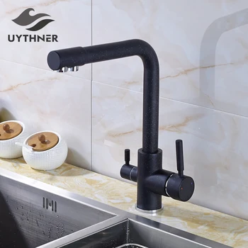 

Chrome Filter Kitchen Faucets Deck Mounted Mixer Tap 360 Rotation with Water Purification Features Mixer Tap Crane For Kitchen