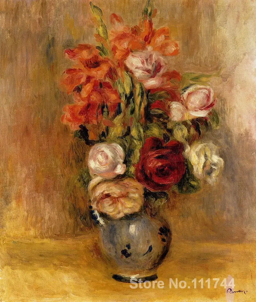 

modern art paintings Vase of Gladiolas and Roses hand painted art by Pierre Auguste Renoir High quality