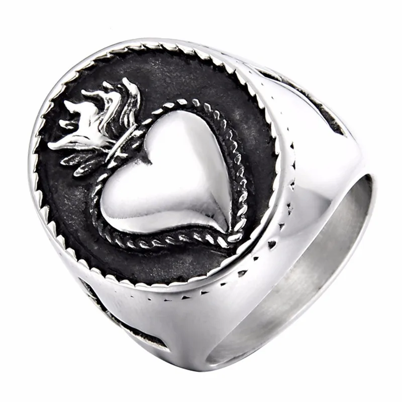 

Polishing Love Heart Ring Titanium Stainless Steel Punk Newest Gift For Lovers Ring for Couples Engagement Bands Men Woman