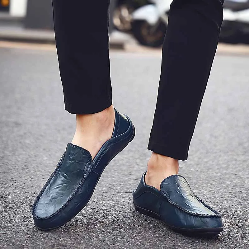 Plat Chaussure Ww Mocassin Bateau Sur Cuir Véritable Classique 382 Mocassins En Chaussures marron Homme Hommes Mâle Designer bleu Noir Slip Masorini aw6vq6