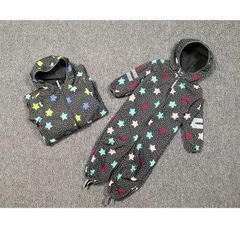 

kids/boys/girls windproof / waterproof softshell hooded jumpsuit, slim-shape design, size 80 to 116