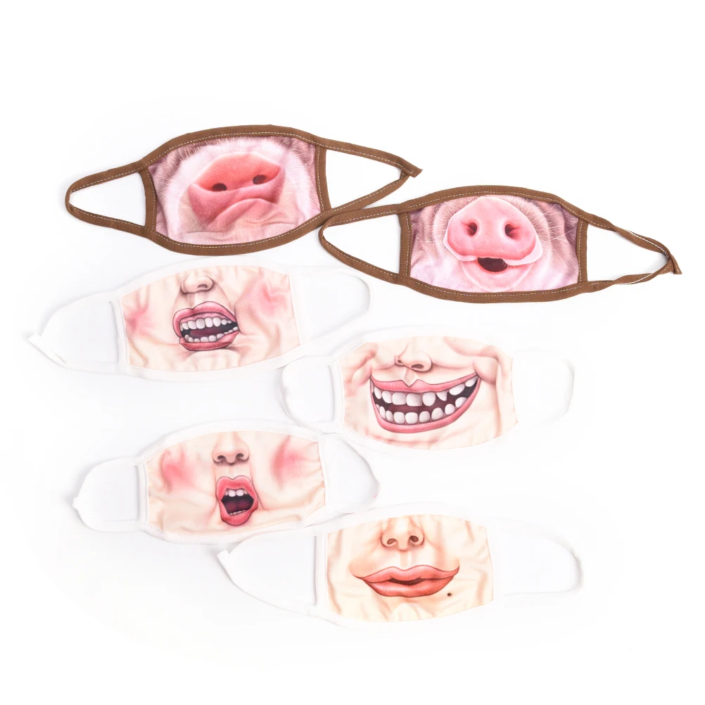 

Fashion 1Pcs Cute Cartoon Face Emotiction Masque Anti Dust Funny Teeth Cotton Mouth Mask Washable Reusable Mouth Mask