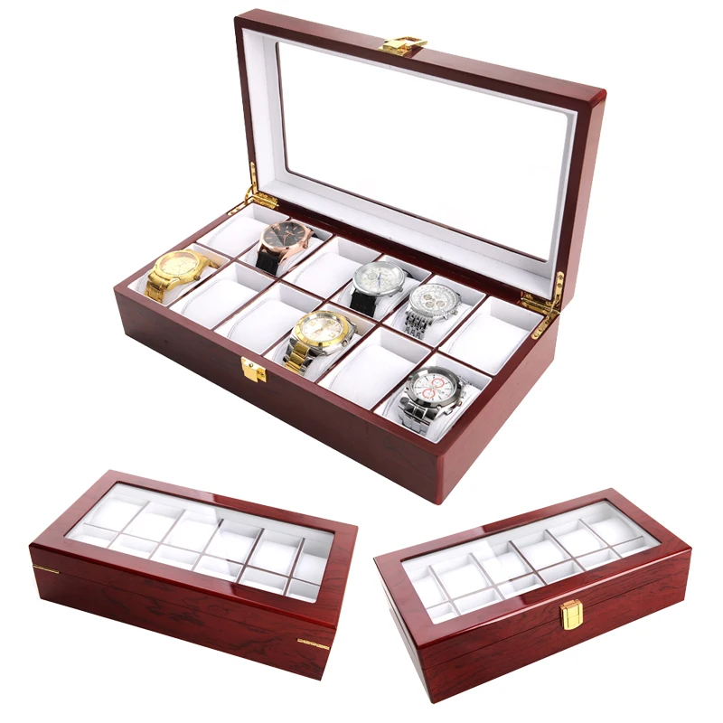 

2019 New 12 Grids Wooden Watch Case Watch Boxes Casing for Hours Sheath for Hours Box for hours Watch