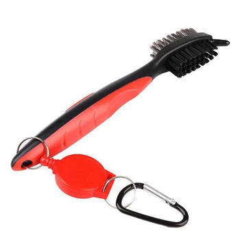 

Golf Club Brush Cleaner Ball Cleaning Clip Groove Double Sided With Spike Kit Accessories FK88