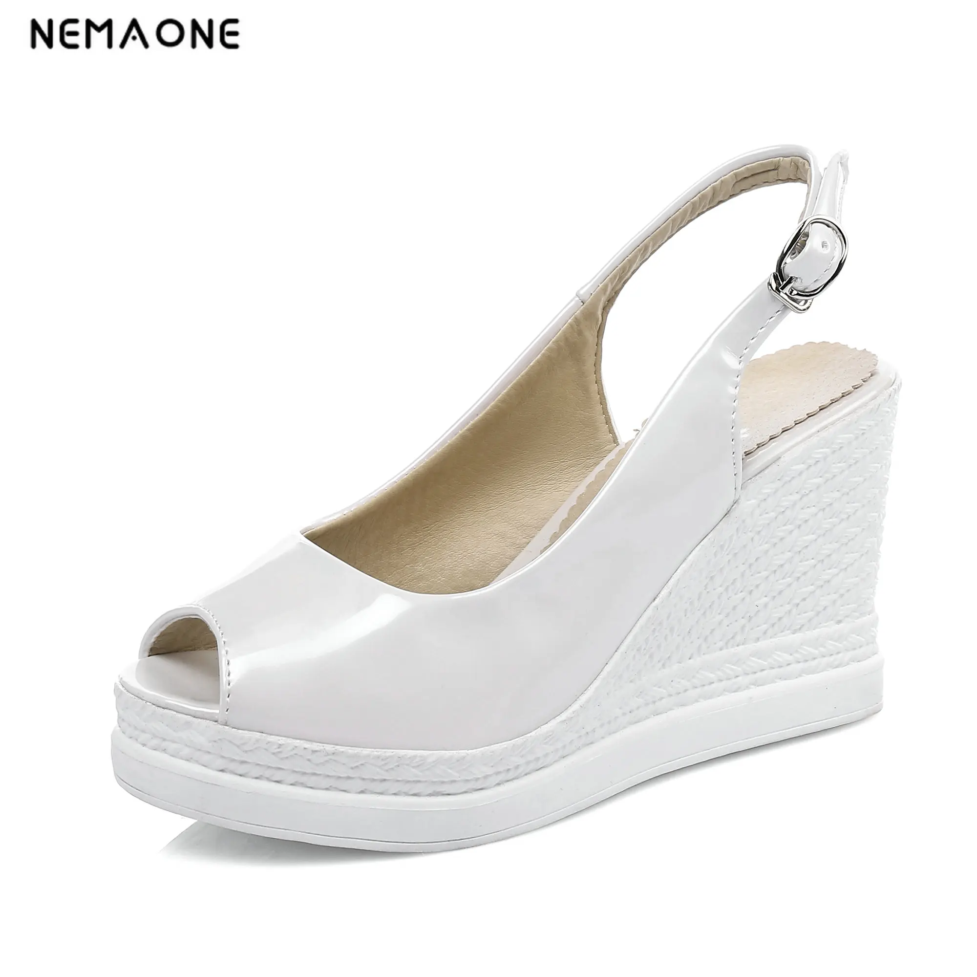 

NEMAONE sexy fashion sandals woman 2018 summer wedges high heels gladiator plus size party shoes buckle sandals