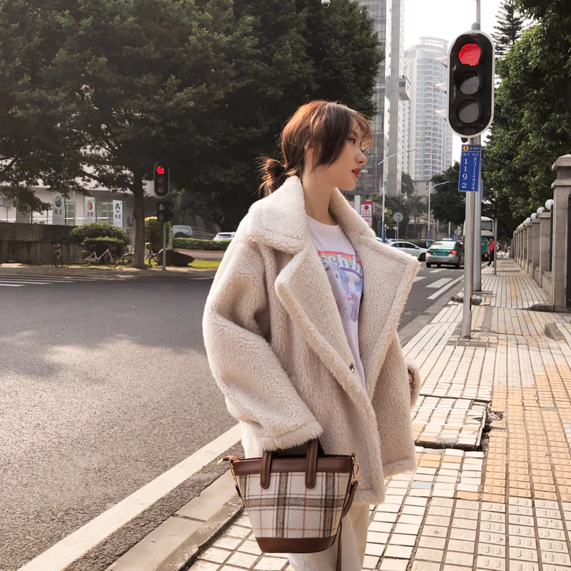 

2 colors S-XL Women Faux Fur Coat autumn and Winter Faux Fur solid color Coat Fashion Jacket and coats womens (Q8015)
