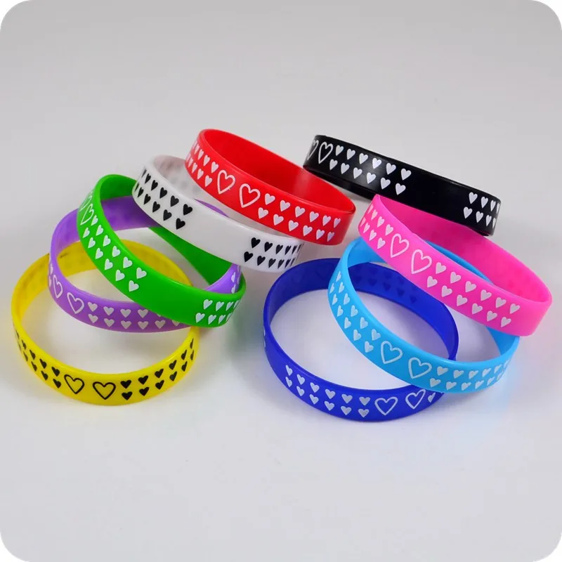 

50x New Design Heart silicone bracelet bangle wristband jewelry Children Girl's Part Gift