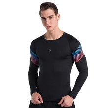 Обтягивающая мужская кофта для бега фитнес упражнения спортивные гольфы спортивные футбольные рубашки компрессионная спортивная одежда