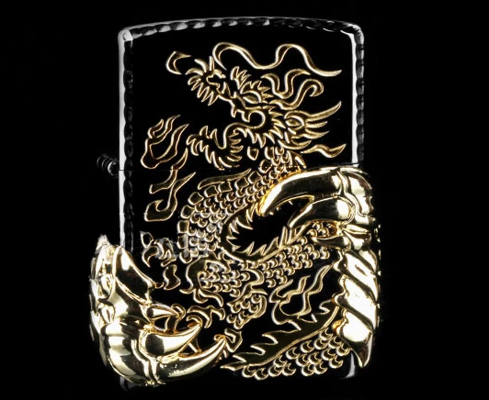 1/pcs Oil machine lighter zip Original lighter black dragon wing of the dragon tribe a limited