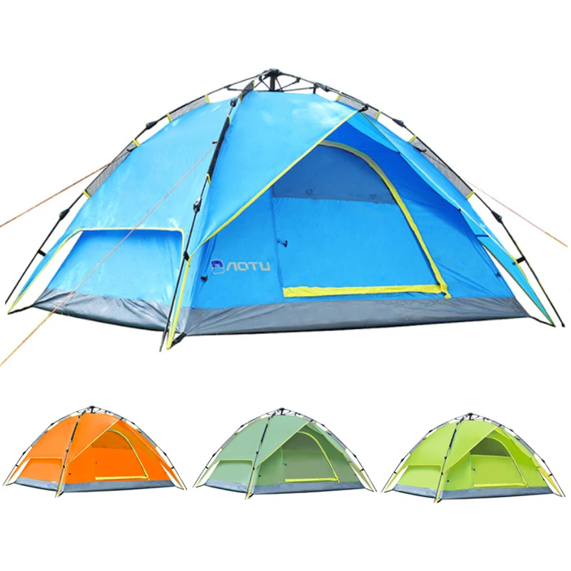 

Outdoor Upgrade 3-4 People Automatic Tent Wild Camping Speed Open Tent 210T Polyester Double-Layer Beach Sunscreen Tent