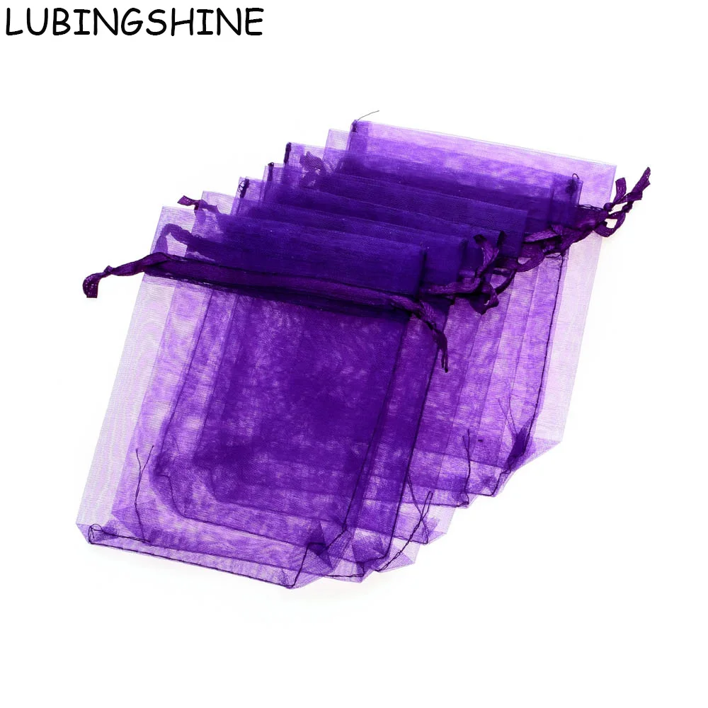 LUBINGSHINE 50 шт. ювелирных изделий упаковка дисплей пакеты 10x15 11x16 13x18 15x20 см рождественский подарок браслет из органзы сумки