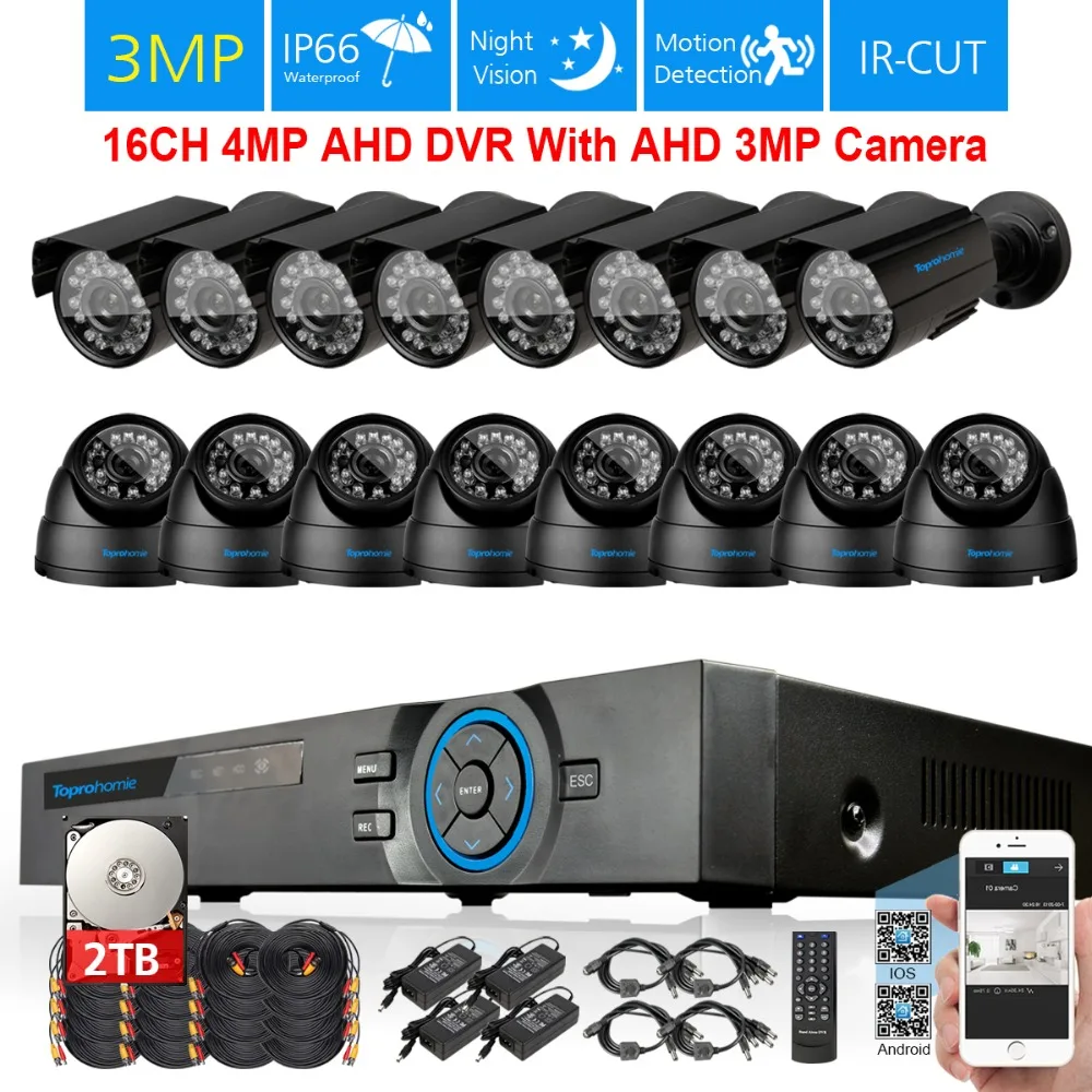 16CH 4MP DVR Recorder 16Pcs super 2048x1536 3MP IP66 Metal in/outdoor