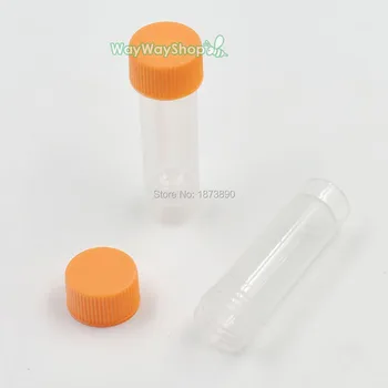 

50 Pcs 5ml(Orange cap) 10ml(White cap)Test Tubes Seal Cap Pack Sample Container Vial Storage Powder Craft Plastic