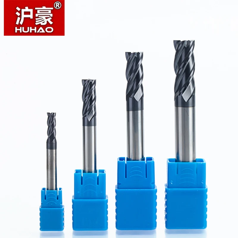 

HUHAO 1PC 4 flutes Solid Carbide End Mill CNC Milling Cutter HRC45 Tungsten steel TiAIN Coating router bits for CNC machine