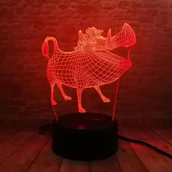 

Wild Boar Figure 3D Nightlight Visual Illusion LED Colourful Touch Light Desk Lamp Sus Scrofa Model Toys