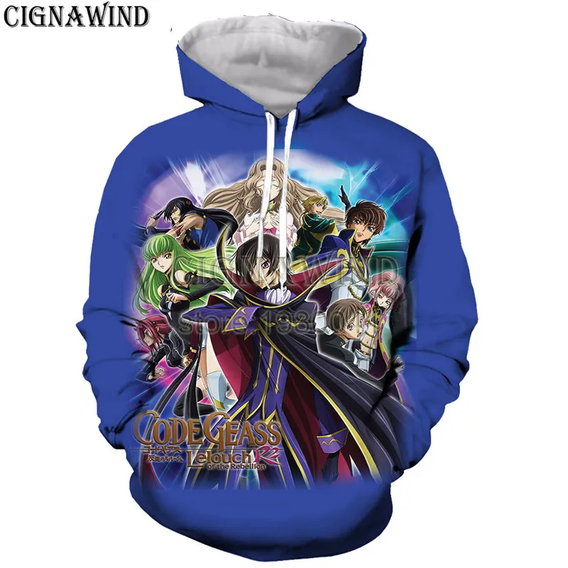 Аниме Code Geass Lelouch Восстания Объёмный рисунок(3D-принт) Толстовка для мужчин и женщин из хлопкового флиса худи с принтом модная повседневная Уличная одежда пуловер с капюшоном
