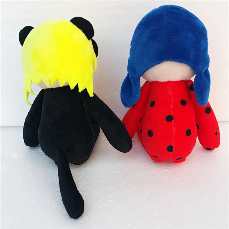 Ladybug Adrien Cat Noir Marinette Plush Dolls Movie Cartoon Ladybug Black Cat Plagg Tikki Peluche Toys Cosplay Gift 25cm 2pcslot (1)