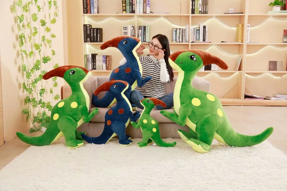Paractenosaurus динозавр, игрушка кукла зеленый/синий постоянного динозавров Дино плюшевые игрушки для мальчиков Детский подарок на Рождество, 55/75/95 см