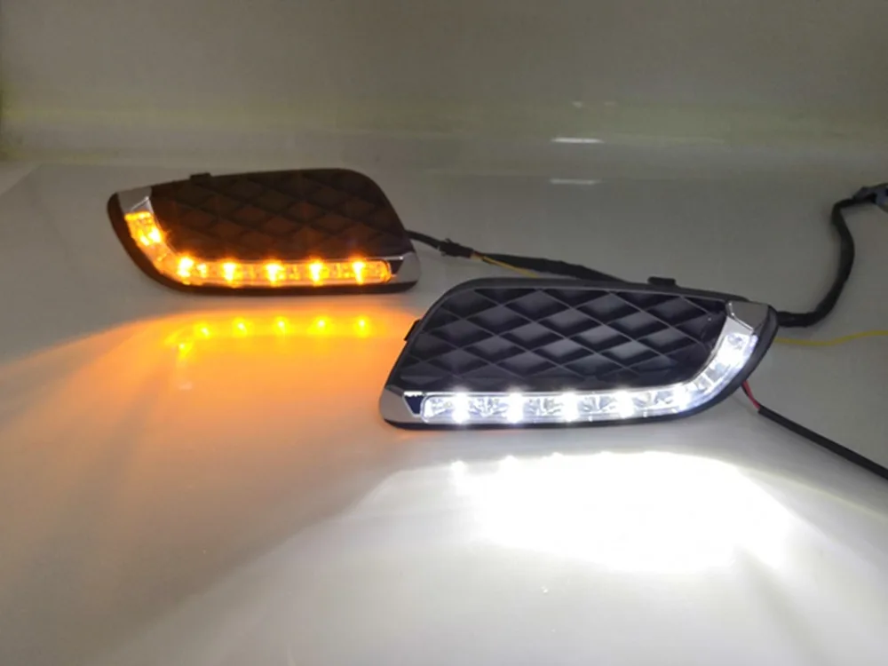 Sale Osmrk led drl daytime running light for Mercedes-benz smart fortwo 2008-2011 with Dynamic moving yellow turn signal 6