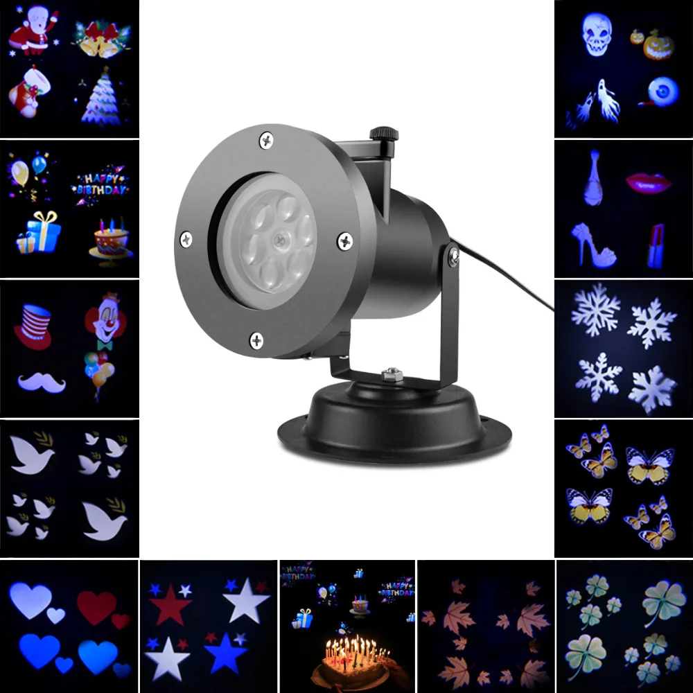 

CHICLITS Outdoor LED Projection Lamps Waterproof 12 Patterns Snowflake Lawn Projector Lamp For Garden Holiday Christmas Decor
