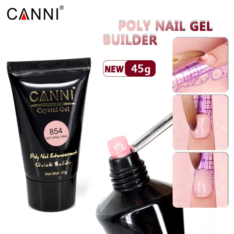 CANNI 45g New uv builder gel Soft pink extend no burning nail art cover natural clear led uv soak off acrylic crystal poly gel