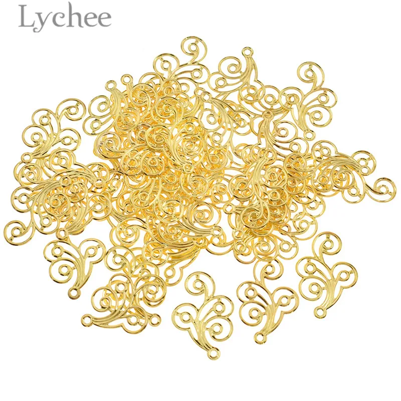 

Lychee Life 50pcs Metal Flowers Slice Gold Color Silver Color Bronze Color Album Decoration DIY Scrapbooking Embellishment