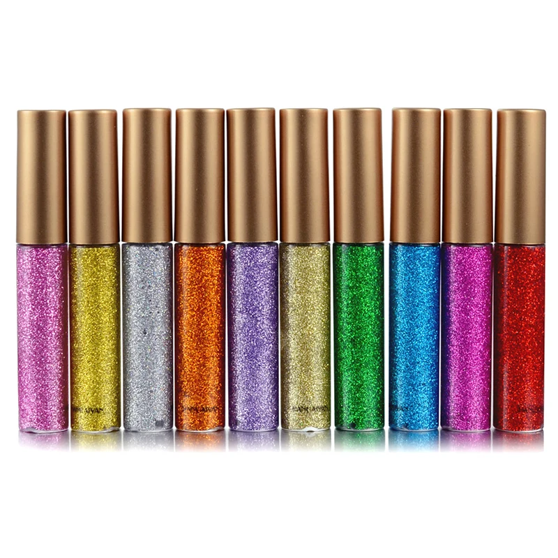 

HANDAIYAN 10 Pc/set Glitter Eyeliner Liquid Eyeliner Waterproof Make Up Beauty Comestics Sequins Eye Liner Shimmer Shiny TSLM1