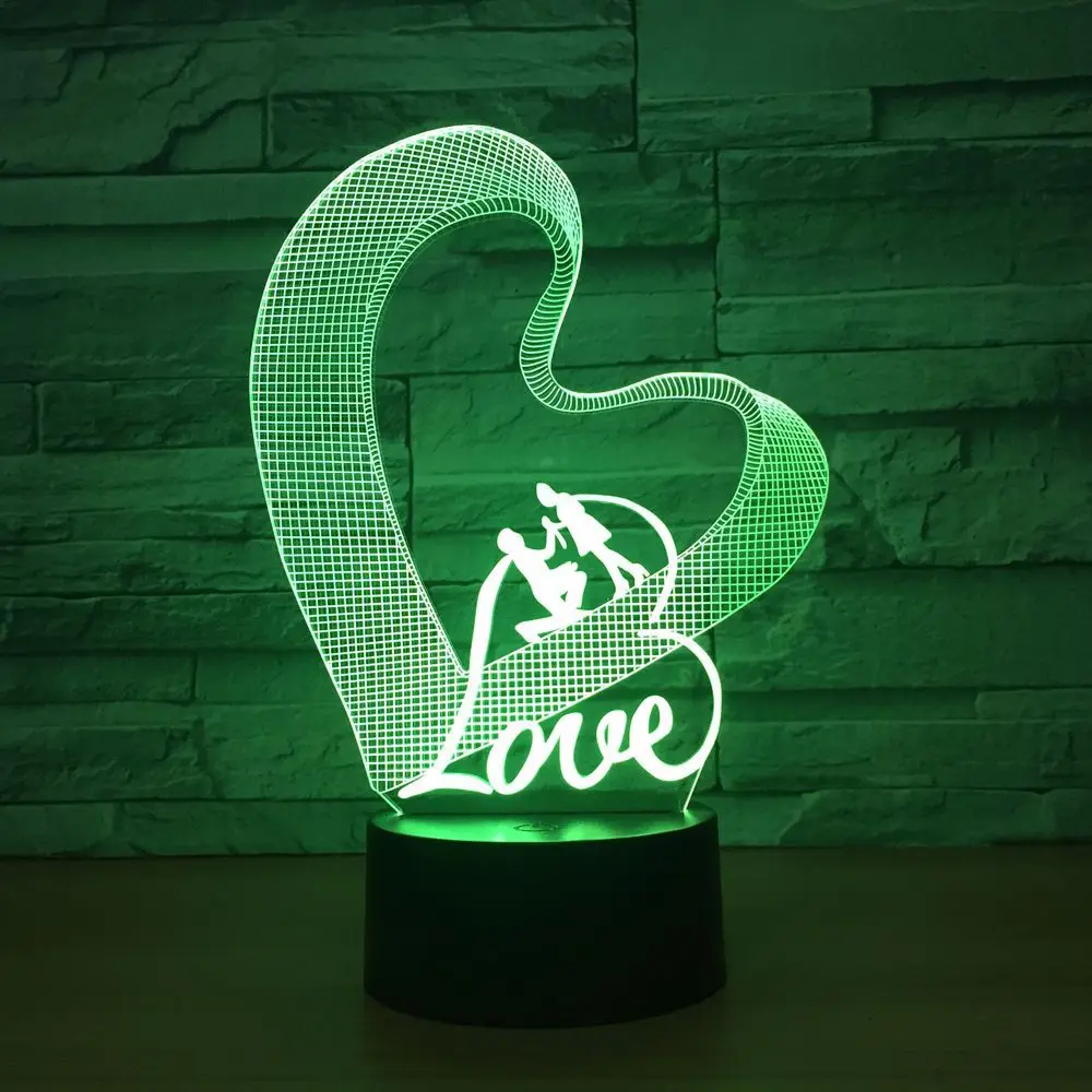 Любовь Сердце 3D ночник светодиодный настольный светильник 3D иллюзия Лампа романтические вечерние лампы для украшения свадьбы подарок для жены