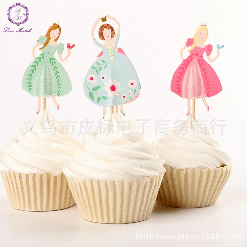 NEW 24pcs Party supplies Princess cupcake toppers picks ...