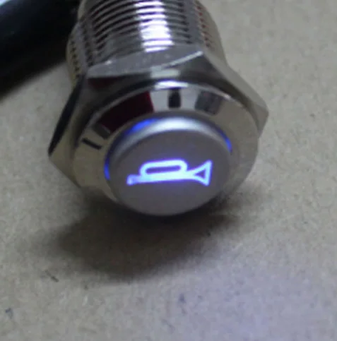 Universal Car Push Button Metal Switch Car Boat Speakers Horn High Head Car Interior Part16mm 12V Red LED Momentary Push Button